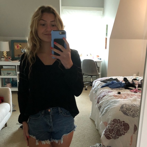 Cute Tie Neck Black Top - Picture 1 of 4